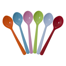 Set of 6 Bright Coloured Melamine Spoons Rice DK